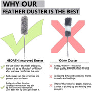 Microfiber Feather Duster with Extendable Pole, 30-100 inches Extra Long Cobweb Duster for Cleaning, Bendable Head, Non-Scratch, Washable Duster for Ceiling, Fan, Furniture Gray