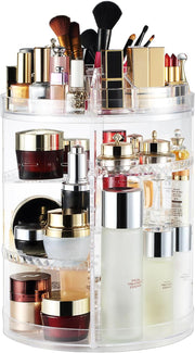 AMEITECH Makeup organizer, 360 degree rotating adjustable cosmetic storage display case with 8 layers large capacity, fits jewelry,makeup brushes, lipsticks and more, clear transparent - 38x26x26cm