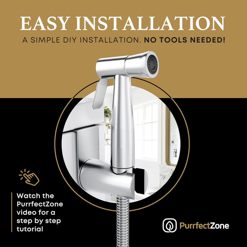 Purrfectzone Bidet Sprayer for Toilet, Cloth Diaper Sprayer, Toilet Sprayer (Brushed Nickel)