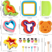 24Pcs Sandwich Cutter and Sealer Set Bread Sandwich Cutter Pancake Maker Heart Square Dinosaur Start Shaper,etc DIY Cookie Cutters Gift for Kids Boys Girls