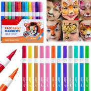 12 Colors Face Paint Set for Kids, Washable Non-Toxic Body Paint Kit, Easy Clean Skin-Friendly Face Painting for Festivals, Parties, Halloween, and Fancy Dress Events