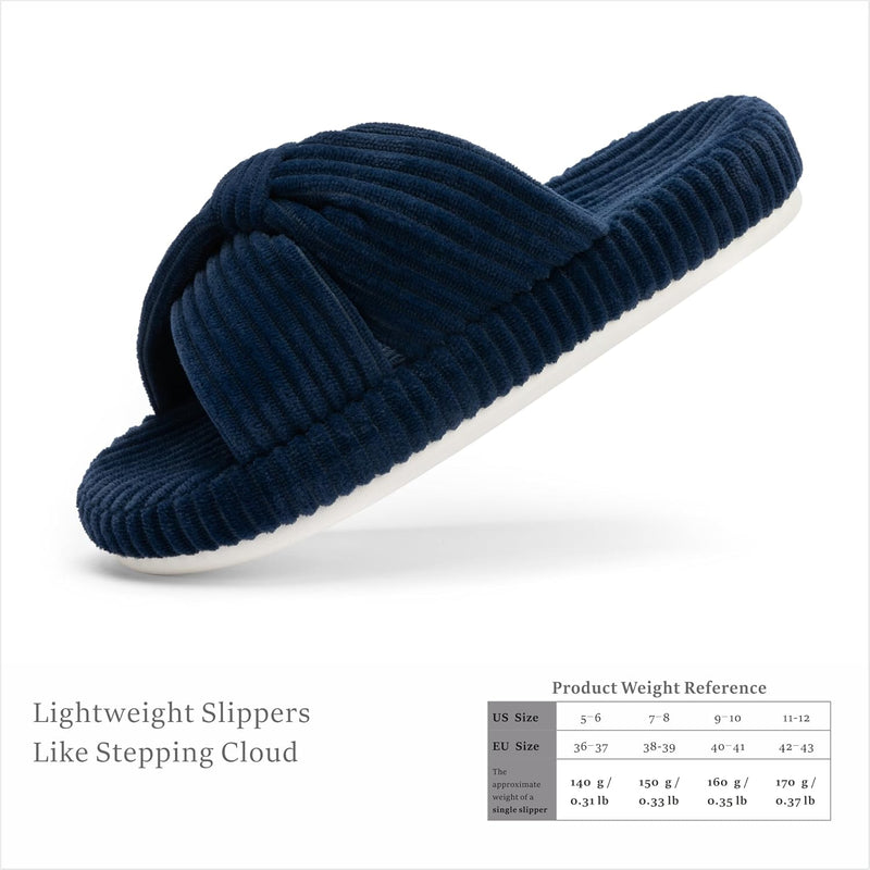 Chantomoo Slippers for Women Memory Foam House Bedroom Corduroy Bow Crossbands Slide Slipper Shoes Comfy Trendy Gift Slippers