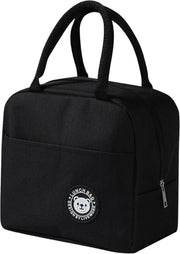 1-Pack 23x21x13cm Insulated Lunch Bag for Women Men Kids - Reusable Thermal Lunch Box Tote with Zipper & Front Pocket, Leakproof Cooler Bag for Work (Grey, 23x21x13cm) - Black 23x21x13cm