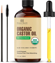 Castor Oil USDA Certified Organic 100% Pure & Hexane Free Cold Pressed Growth for Eyelashes, Eyebrows, Hair With Eyebrow & Eyelash Brush 60 ML - Castor