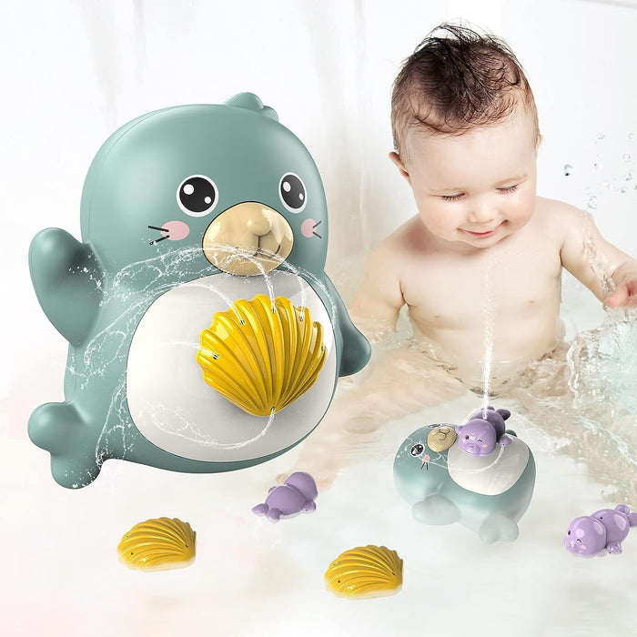 Azonee Baby Bath Toys, 4 Pcs Little Boat Train Bath Toy, Bath Toys Bathtime Floating Boat Plastic Ship Model for Toddlers Kids, Birthday Gift for Kids