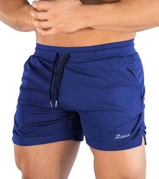 Mens Running Gym Shorts 3 Inch Breathable Lightweight Athletic Sport Shorts Training Workout Shorts with Pockets - Bright Blue