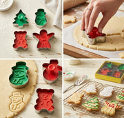 4 Pcs Christmas Cookie Cutters Set, Stainless Steel Holiday Cookie Cutters Christmas Ornament Shapes, Durable Food-Grade Baking Molds