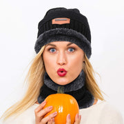 4 Pieces Women Winter Hat and Glove Set, Warm Knitted Beanie Hat Glove Snow Ski Skull Cap with Visor and Touchscreen Glove