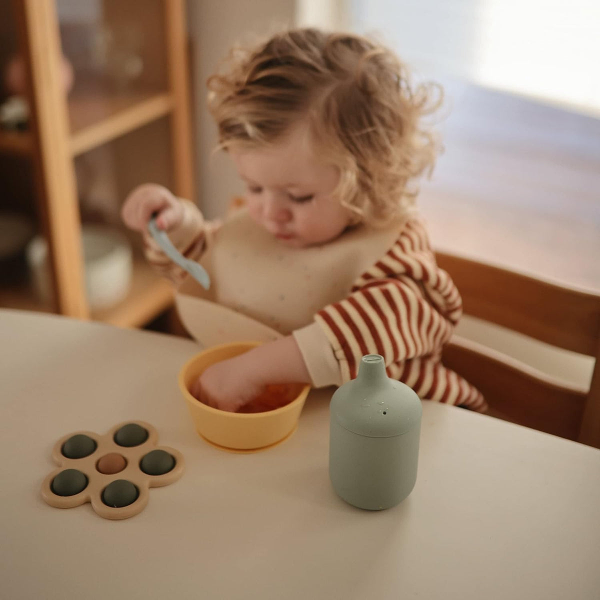 Silicone Sippy Cup for Babies 6+ Months - 175ml Leak-Resistant Baby Cup with Removable Lid - BPA-Free, Microwave & Dishwasher Safe - Develops Motor Skills & Independent Drinking Shifting Sand – image 6