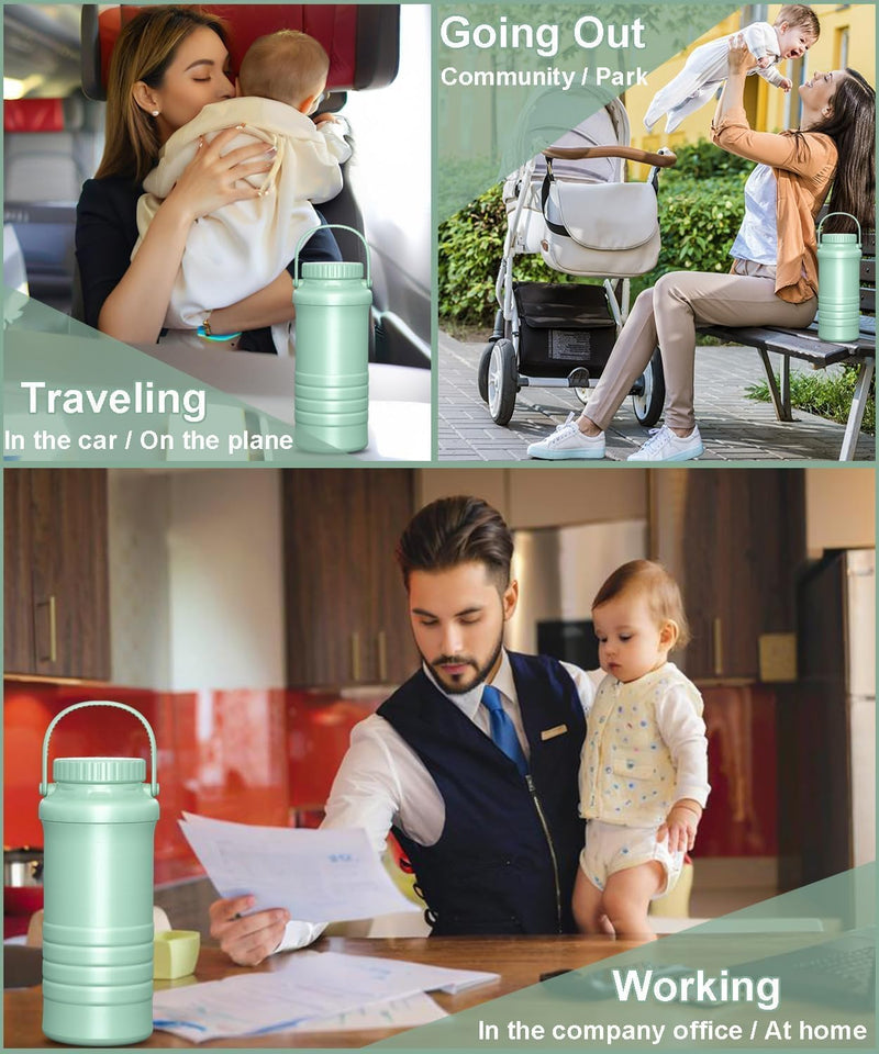 22oz Portable Breast Milk Cooler for Outdoor, Life Saver with 360 Total Cooling Gel Ice Pack for 24 Hours, Baby Travel Breastfeeding Essential Chiller with 2pcs Bottles for Breastmilk Storage, Green