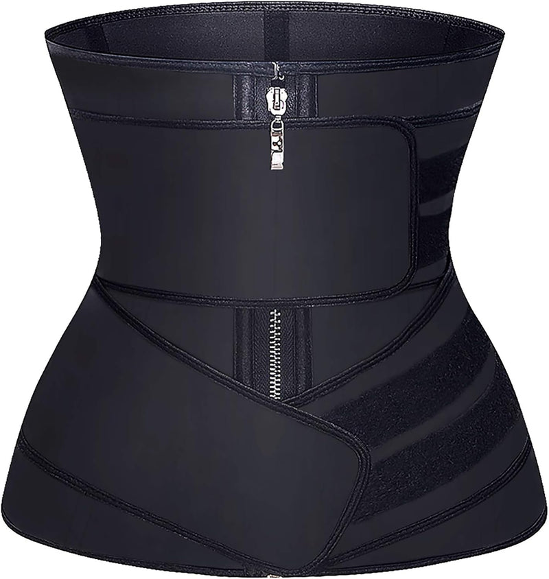 Women's Underbust Latex Sport Girdle Waist Trainer Corsets Hourglass Body Shaper - C-black (Double Straps)