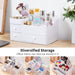 Yoawllty Makeup Organizer, Cosmetic Organizer Storage Box with Drawer, Elegant Vanity Case for Bathroom Bedroom Office Supplies(White)