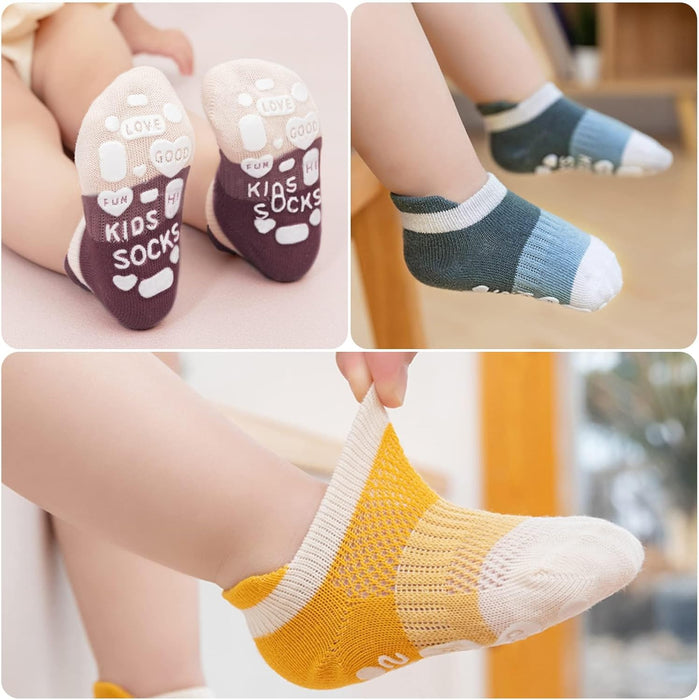 Grips Ankle Socks for Toddler, SYOSI Non Slip Socks for Kids, Low Cut Anti Skid Floor Socks for Baby Boys and Girls