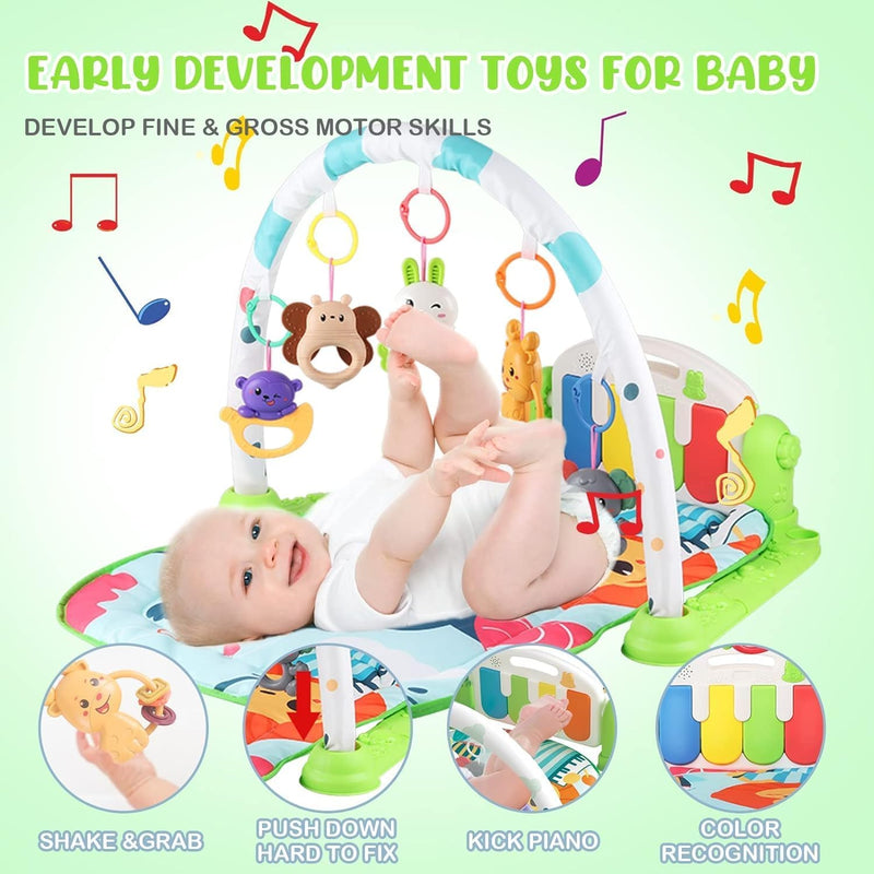 SKY-TOUCH Baby Gyms Play Pad,Crawling Mat Toy,Kick & Play Piano Gym,Detachable Tummy Time Mat with Music and Lights, Musical Electronic Learning Toys, Activity Center for Babies and Toddlers