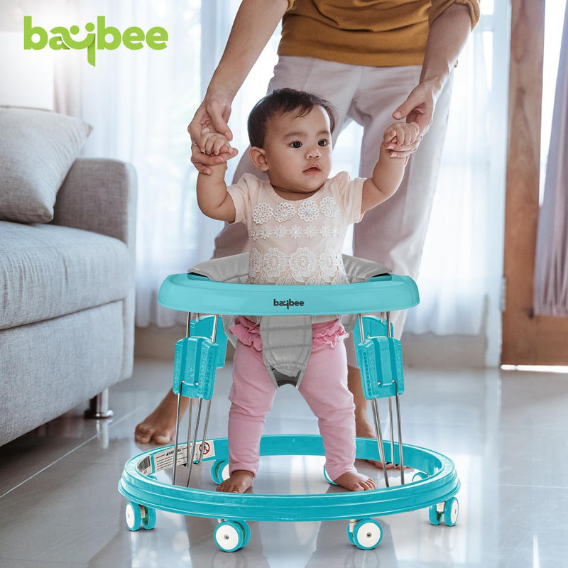 Baybee Baby Walker for Kids, Foldable Round Baby Walker | Baby Activity Walker for Toddlers with 3 Position Adjustable Height | Walker for Baby Boy Girl 6 to 18 Months (Black)