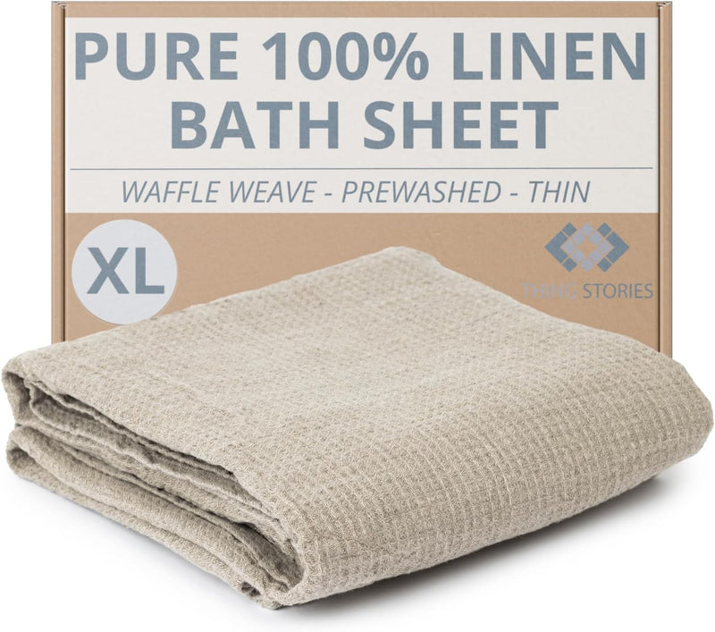 100% Linen Exfoliating Face Cloths - 6-Pack 10x10-inch Reusable Wash Clothes for Your Face - Facial Cleansing Cloth Waffle Weave Natural Fiber Washcloths - Small Face Towels for Women - 40"x80" Bath Sheet Natural Linen