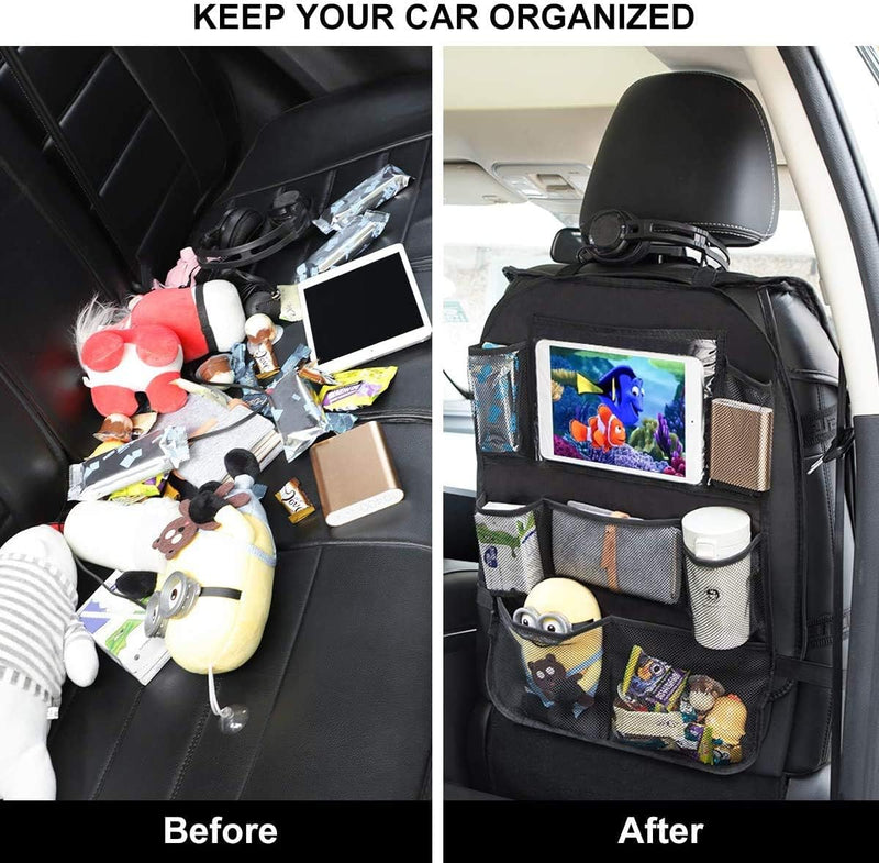 ONE PIX Backseat Car Organizer Mats Back Seat Organizers and Storage Bag with Touch Screen Tablet Holder for Kids Toddlers Car Seats, Travel Accessories, Road Trip Essentials Kids - 1Pack