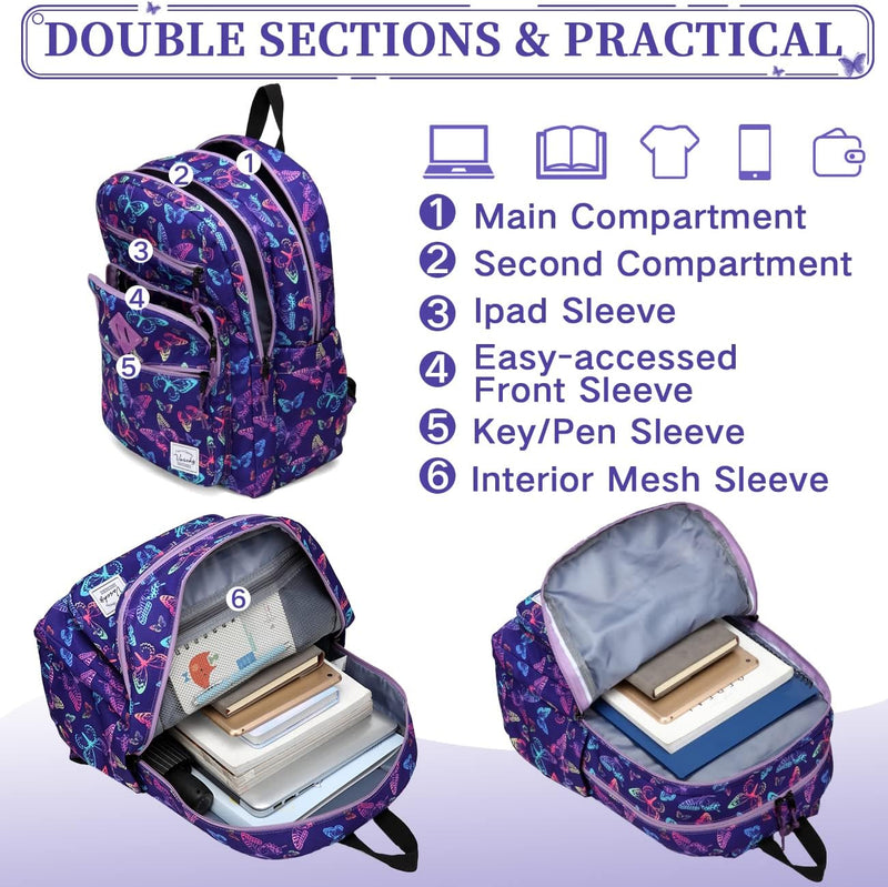 VASCHY School Backpack for Women, Unisex Large Bookbag Schoolbag Casual Daypack for High School/College/Teens/Travel/Work