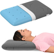 MY ARMOR Ventilated Cool Gel Memory Foam Pillows for Sleeping, Orthopedic Pillows for Neck Pain Relief (White Cover, Cool Gel Thin (pack of 1)) - Cool-Gel Pillow with Grey Cover Standard (Pack of 1)