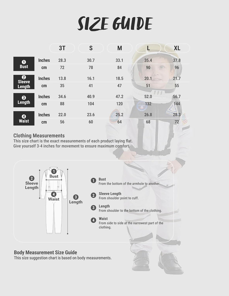 Astronaut NASA Pilot Costume with Movable Visor Helmet for Kids