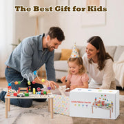 Montessori 7-in-1 Wooden Activity Table, Motor Skills Toy with Shape Sorter, Wooden Toy from 3 Years, Baby Play Table, Birthday Gifts for Boys and Girls from 36 Months