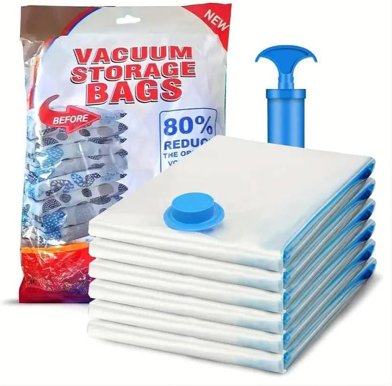 MOMENT 5 Pack Vacuum Storage Bags,Space Saver Bags With Suction Pump,Vacuum Sealer Bags for Store Clothing,Comforters,3 Size: 2Pcs 50 70cm2Pcs 60 80cm1Pcs 80 100cm - Pack 5, Size: 50x70 cm, 60x80 cm, 80x100 cm 5 PACK