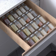Spice Drawer Organizer, 9 Pcs Clear Acrylic In Drawer Seasoning Jars Rack, Expandable From 8" to 24" Kitchen Cabinets/Countertop Drawer Spice Rack Tray (Fit Small Drawer) - 4 Pcs x 13 inch Width