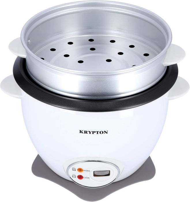 Krypton 700w 1.8 l rice cooker with steamer | non-stick inner pot, automatic cooking, easy cleaning, Krypton, white, KNRC5283