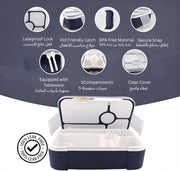 Bento Lunch Box -Leakproof, BPA-Free, Airtight Tiffin with Spoon & Fork- 5 Compartments, 1100ml, Microwave Safe Bento Box For Kids & Adults - Ideal for School & Office (Blue)