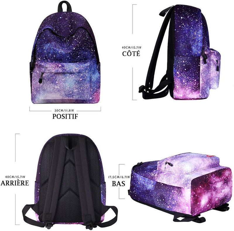Casual Backpack SchoolBag for Girls Kids Boys Teenagers Galaxy Star Waterproof With Pencil Case High Capacity 14 in Laptop Travel Bag