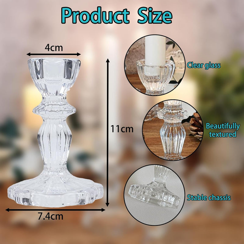 Candle Holders,2PCS Glass Candle Holder,Candlestick Holders,Candle Holders for Pillar Candles,Candle Stick Holder