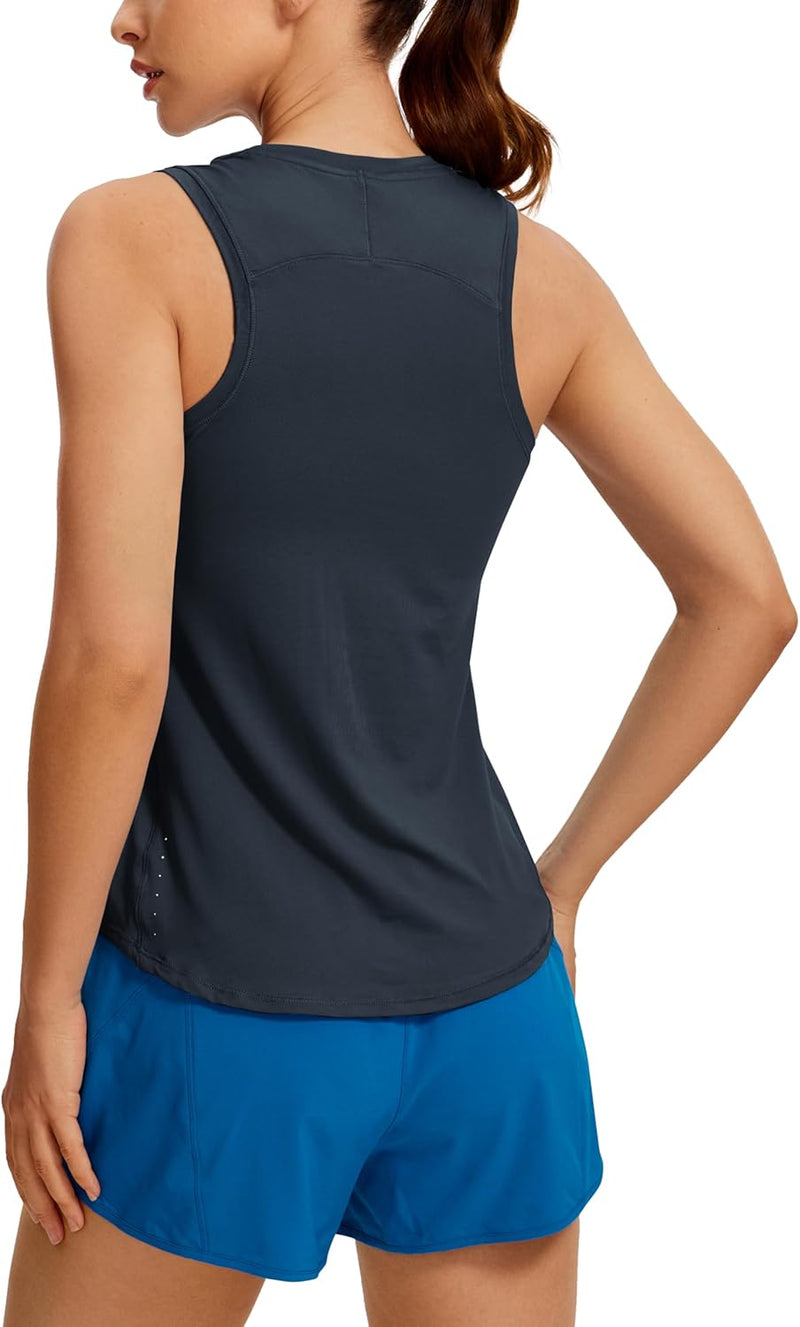 CRZ YOGA Lightweight Tank Top for Women Racerback Sleeveless Workout Tops High Neck Athletic Running Shirts