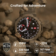Amazfit T-Rex 3 Rugged/Military Smart Watch 48mm, 27 Day Battery, GPS (with Privacy), Offline Maps, 328 Feet Water-Resistant, 170 Fitness/Sport Modes, AI, Voice Control, for Android or iPhone