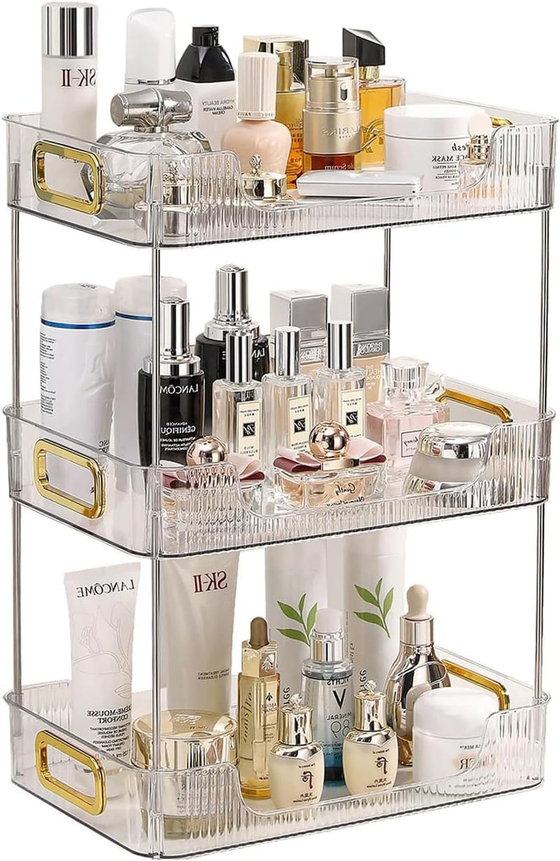 U-HOOME Bathroom Counter Organizer, Countertop Organizer and Storage,Bathroom Shelf Organizer,Cosmetics Skincare Shelf Organizer,Makeup Organizer Perfume for Dresser Vanity Tray, Spice Rack (Clean3)