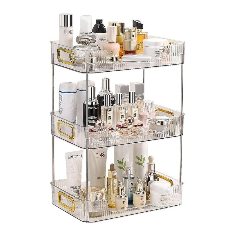 U-HOOME Bathroom Counter Organizer, Countertop Organizer and Storage,Bathroom Shelf Organizer,Cosmetics Skincare Shelf Organizer,Makeup Organizer Perfume for Dresser Vanity Tray, Spice Rack (Clean3)