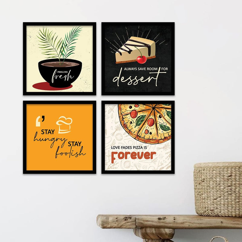 kotart Engineered Wood Photo Frames For Kitchen And Restaurant Wall Decoration - Food Quotes Decor Poster With Frame (11 Inch X 11 Inch, Multi) Design-2, Square)