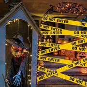 Tiokkss Halloween Caution Tape Roll 4.8CM25M,Scary Party Halloween Decorations Indoor Outdoor,Yellow Do Not Enter Tape.Hazard Warning Barricade Safety Tape For Party