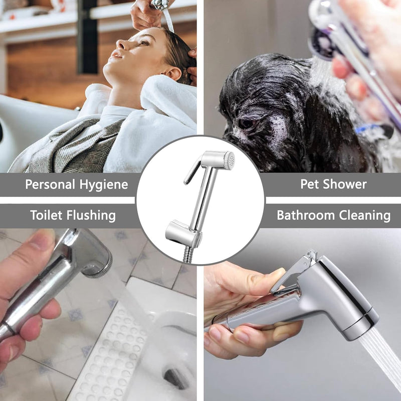 YMUHGS Handheld Shower Shattaf Set,Bidet Sprayer for Toilet,With 1.2M Stainless Steel Chrome Hose And Wall Holder,Paperless Washing,Wall Mounted Suitable For Bathroom Washroom Toilet