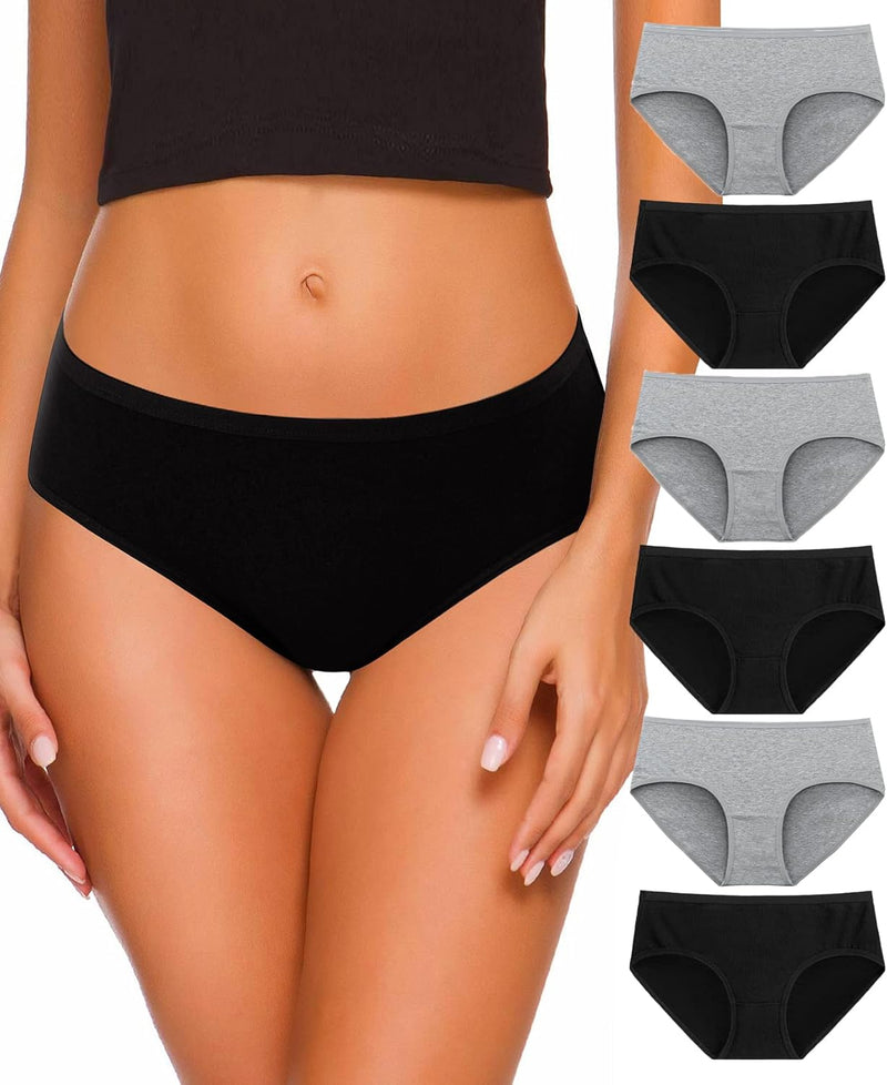 Women's Underwear, High Waist Cotton Breathable Full Coverage Panties Brief Multipack Regular and Plus Size