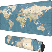 Desk Mat, Field Landscape Oil Painting Extended Gaming Mouse Pad Large, 31.5"x11.8" Big Mouse Pad with Non-Slip Base and Stitched Edge, Long Computer Keyboard Mouse Mat for Home Office Work - 89.9 x 39.9 Ø³Ù Blue Vintage World Map