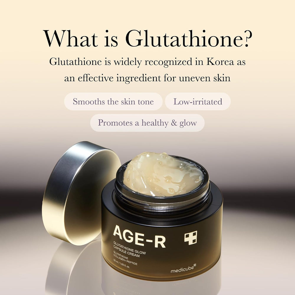 AGE-R Glutathione Glow Capsule Facial Cream - Instant Lifting Moisturizer - Collagen Peptide For Hydrating Glow - Improve Blemishes, Uneven Skin Tone - Korean Skin Care 1.69 fl.oz