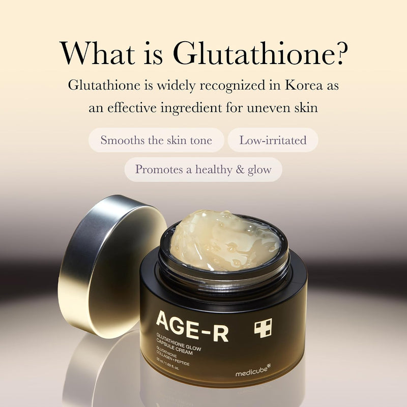 AGE-R Glutathione Glow Capsule Facial Cream - Instant Lifting Moisturizer - Collagen Peptide For Hydrating Glow - Improve Blemishes, Uneven Skin Tone - Korean Skin Care 1.69 fl.oz