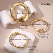 Chunky Gold Bangle Bracelets, Trendy Wide Wrist Cuff Bracelet, Stackable Statement Bangles, Fashion Jewelry Set for Wedding, Party, Travel Women, Girls, Stylish Gift for Her, 3Pcs