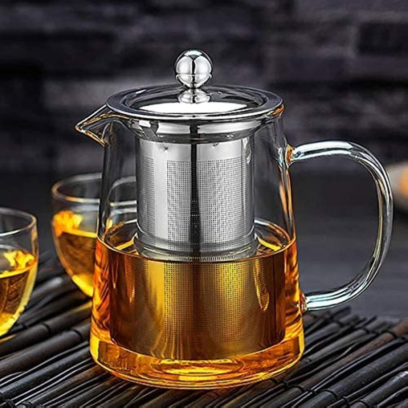 OBOR Glass Teapot Stovetop Safe - Tea Kettle with Removable Food Grade Stainless Steel Infuser & Lid for Blooming and Loose Leaf Tea Maker - 32oz/950ml