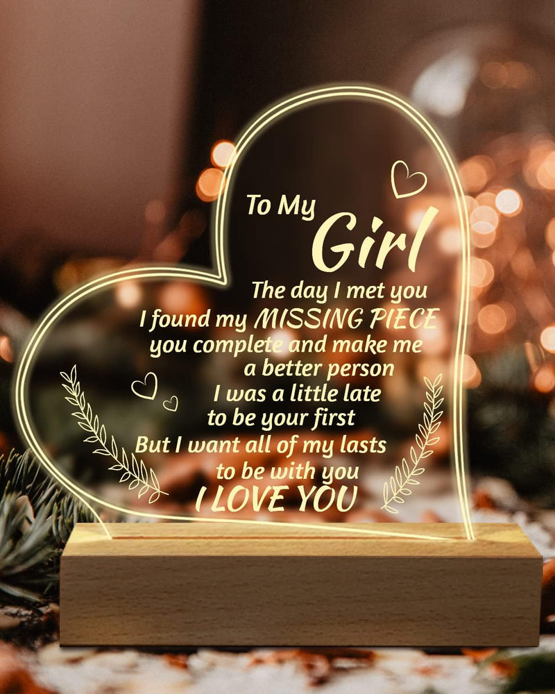 MAKINGTEC Romantic Gifts to My Girlfriend Engraved Night Light, I Love You Gifts for Her, Cute Girlfriends Birthday Anniversary Valentines Day Gifts for Girlfriend