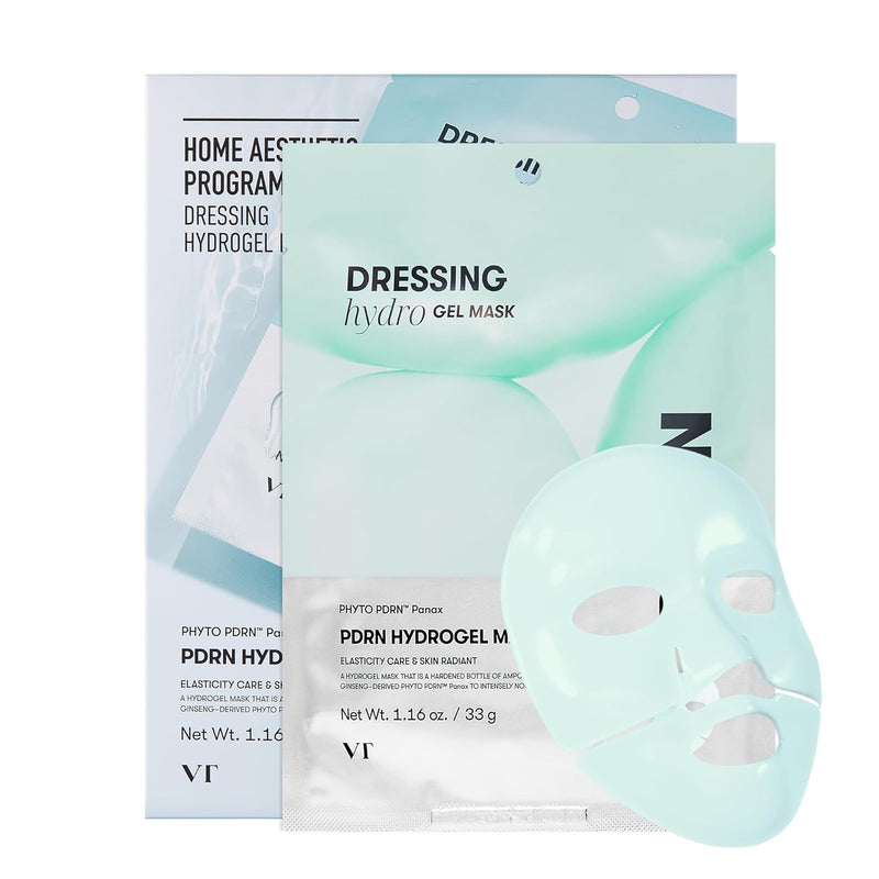 VT COSMETICS PDRN Hydrogel Mask(33gx4ea) | Intensive Nourishing, Rejuvenating Face Mask, Skin Repair & Elasticity Boost, Overnight Melting Mask, Improves Radiant, Korean Facial Mask