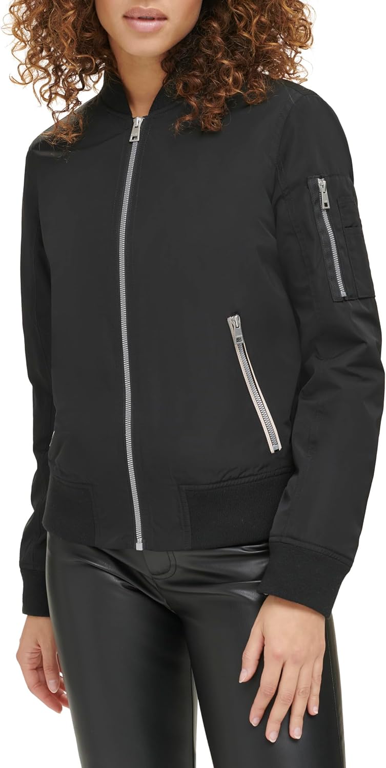 Levi's Women's Women's poly bomber jacket with contrast zipper pockets Jacket