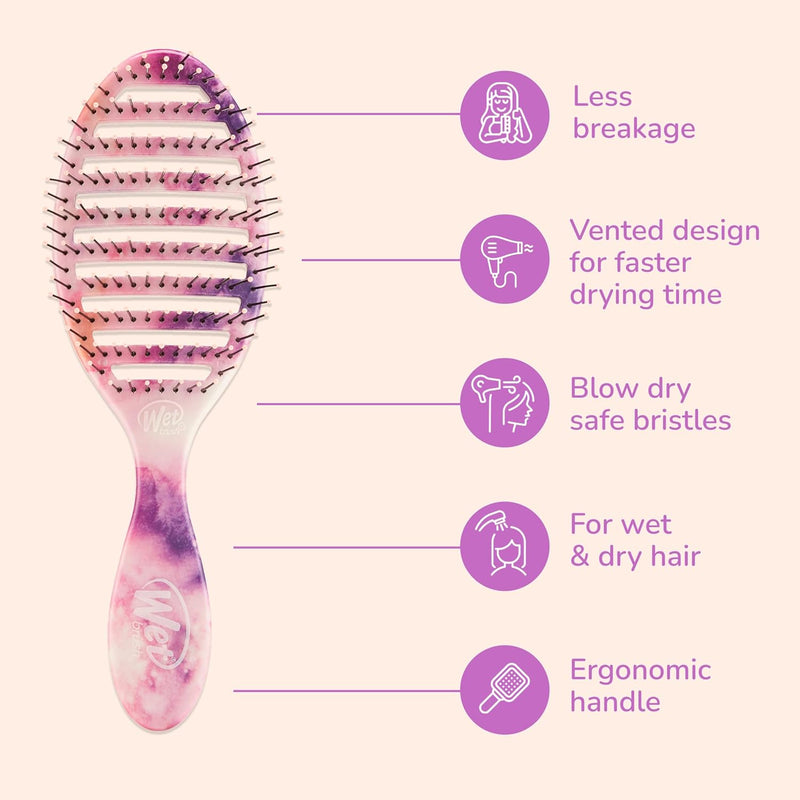 Wet Brush Speed Dry Hair Brush - Color Wash, Watermark - Vented Design and Ultra Soft HeatFlex Bristles Are Blow Dry Safe With Ergonomic Handle Manages Tangle and Uncontrollable Hair - Pain-Free
