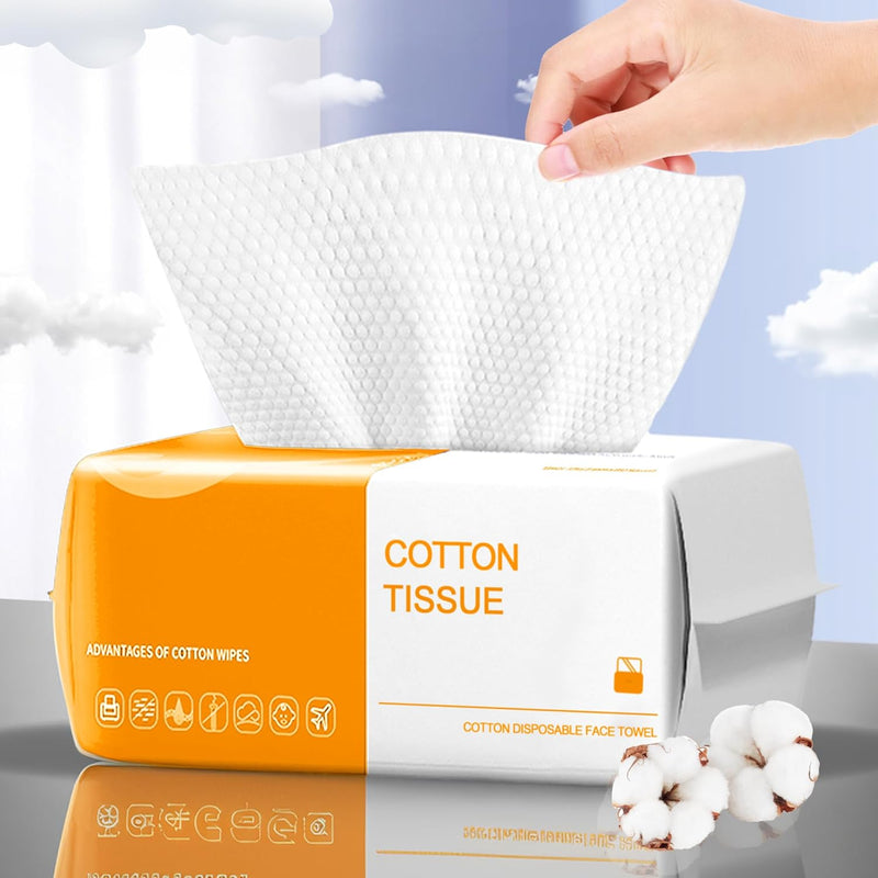 KUKEO Face Towels Disposable,100 Count Ultra Thick Disposable face towels Facial Wash Cloth for Sensitive Skin, Face Clean Towels, clean skin club face towels, Lint- free Facial Tissue
