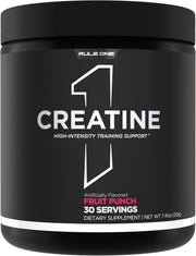 Rule 1 Creatine Powder Pure Micronized Creatine Monohydrate for High-Intensity Exercise and Lean Body Mass Support, Flavored and Unflavored (60 Servings, Fruit Punch) - Fruit Punch 30 Servings
